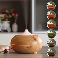 Aromatherapy Essential Oil Diffuser, URPOWER 300ml Wood Grain Ultrasonic Cool Mist Whisper-Quiet Humidifier with Color LED Lights Changing & 4 Timer Settings, Waterless Auto Shut-Off for Spa Baby