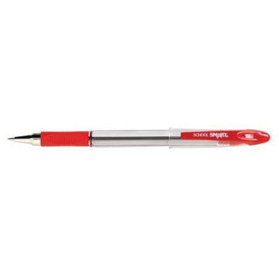 Beifa Group 1400757 School Smart Fade Resistant Non-Retractable Ballpoint Pen Medium Tip Red Pack of 12