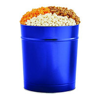The Popcorn Factory Popcorn Gift Tin, Simply Blue, 3.5 Gallons (Robust Cheddar, White Cheddar, Caramel)