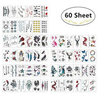 180+ Temporary Tattoos Sticker, Magnolora 60 Sheet Temporary Fake Tattoo Stickers Various Designs Removable Waterproof Body Art Tattoos Sticker for Body and Cellphones