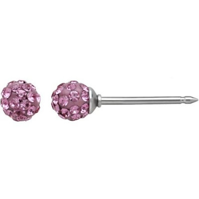 Home Ear Piercing Kit with Stainless Steel Pink Crystal Pave Earrings