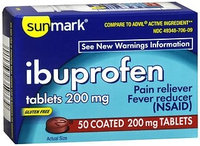 sunmark Pain Relief 200 mg Strength Tablets, 50 per Bottle
