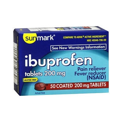 sunmark Pain Relief 200 mg Strength Tablets, 50 per Bottle