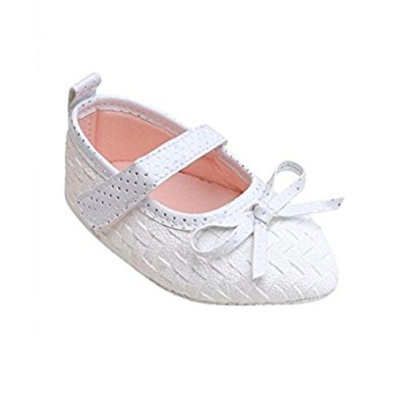 Transer Baby Girl Toddler Bow Prewalker Crib Shoes Anti-Slip Soft Sole Leather Sneaker