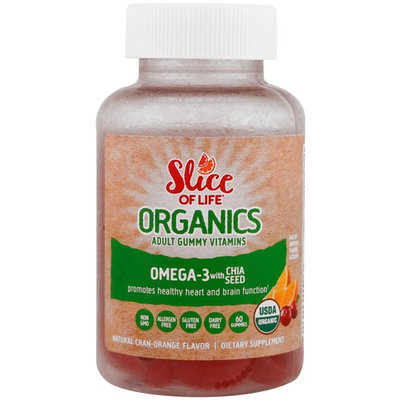 Hero Nutritional Products, Slice of Life Organics, Adult Gummy Vitamins, Omega-3, Natural Cran-Orange, 60 Gummies