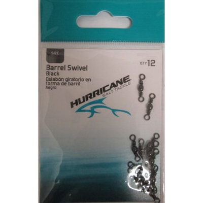 Hurricane H-BSB5-12 Size 5 Black Barrel Fishing Swivels (12 Pack)