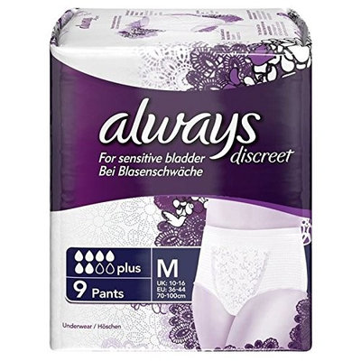Always Discreet for Sensitive Bladder Pants Plus Medium 9 per pack