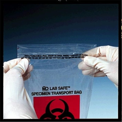 Medegen Medical MAI 39-99 8 x 11.5 in. Collection Bag Biohazard Black with Red Print - 1000 per Case