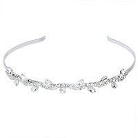 Pixnor Women's Wedding Crystal Bridal Flower Leaves Crown Headband Tiara Headdress