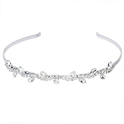Pixnor Women's Wedding Crystal Bridal Flower Leaves Crown Headband Tiara Headdress
