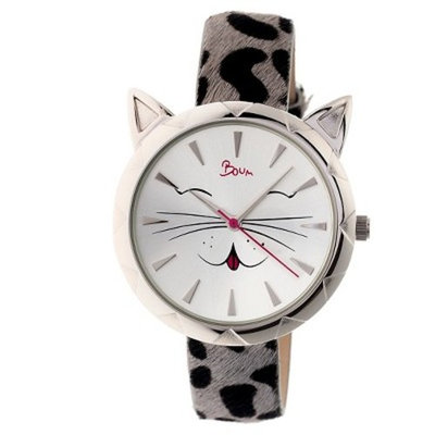Women's Boum Miaou Watch with Genuine Leather Fur-Overlaid Strap