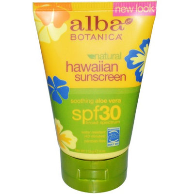 Alba Botanica Hawaiian Sunscreen, SPF 30 Soothing Aloe Vera 4.0 oz.(pack of 2)