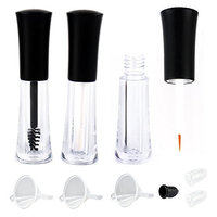 Gutian 3 Pack 2ml Empty Eyelashes Tube Eyeliner Tube with Lip brush Container Bottle, Funnels Set for Castor Oil
