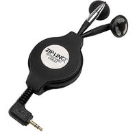 Zip Linq Cables Unlimited Ziplinq Retractable 2.5mm Black Earbuds - Wired - Binaural - 4 ft Cable