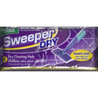 Sweeper Dry Cleaning Pads, Traps Dust your mop can push around, 4 pcs