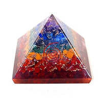 Reiki Healing Energy Charged Krystal Gifts UK Seven Chakra Crystal Chip Large 7 cm Orgone Pyramid Including Crystal Description & Beautifully Gift Wrapped by Krystal Gifts UK