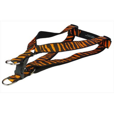Sassy Dog Wear ZEBRA-TANGERINE-BLK.3-H Zebra Dog Harness Tangerine & Black - Medium