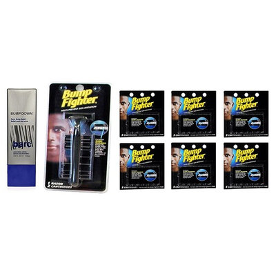 Barc Bump Down Razor Bump Relief, Alcohol-Free, Unscented Lotion, 3.34 Oz + Bump Fighter Razor for Men + Bump Fighter Cartridge Refill, 5 Ct (Pack of 6)
