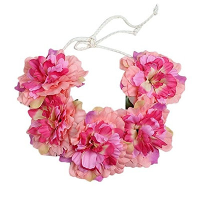 Voberry Women Girl's Big Flower Boho Wreath Wedding Party Crown Headband Floral Garland Hair Tied band