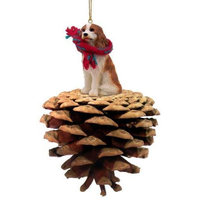 Cavalier King Charles Spaniel Brown & White Pinecone Pet Ornament
