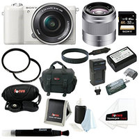 Sony Alpha (ILCE-5100L/W ILCE-5100LW ILCE-5100) 24MP 16-50mm Interchangeable Lens Camera with 3-Inch LCD (White) + Sony