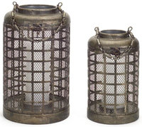 Melrose Set of 2 Decorative Industrial Rustic Screen Cage 10.5