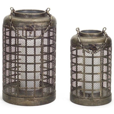 Melrose Set of 2 Decorative Industrial Rustic Screen Cage 10.5
