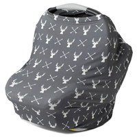 Kids N' Such Multi Use Car Seat Canopy, Nursing Cover, Shopping Cart Cover, and Breastfeeding Scarf- Grey Stag Carseat Canopy Cover for Baby Girls and Boys