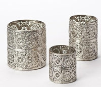 Roman 3 Piece Set of Unique Metal Candle Holders 5.5'