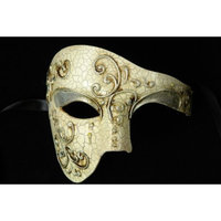 Silver White Venetian Half Mask Masquerade Mardi Gras 'Phantom of the Opera' Design by thebestton