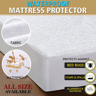 Waterproof Mattress Protector Hypoallergenic Breathable Cotton Terry Bed Cover All Size