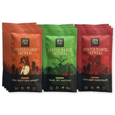 Picky Oats Organic Performance Oatmeal, 10 Pouch Variety Pack, All Flavors, 2.8 oz (Pack of 10) By Picky Bars