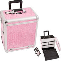 19 inch Zebra Interchangeable E Series 4 Drawers Aluminum Professional Cosmetics Storage Train Case Makeup Organizer Tote Wheeled Rolling Luggage