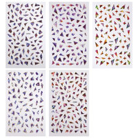 Bundle Monster BMC Geometric Broken Glass Shard Designed Holographic Nail Art Stickers-5 Sheets