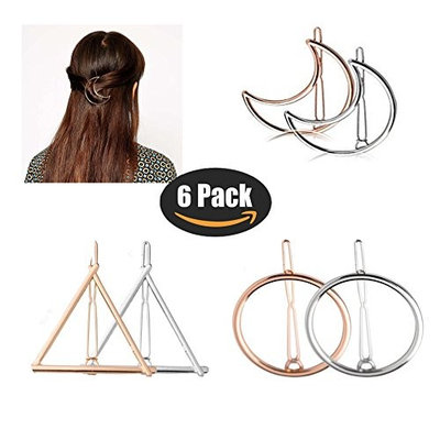 Geometric Hair Clips for Women Girls- Gold Silver Hollow Triangle Hair Clip Metal Hairpin Clamps Accessories Barrettes Bobby Pin Ponytail Holder Gift Idea Wedding Hair Accessories