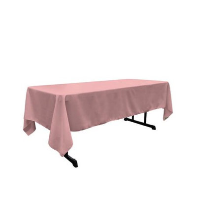 LA Linen TCpop60x102-RoseP79 Polyester Poplin Rectangular Tablecloth Dusty Rose - 60 x 102 in.
