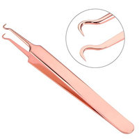 Hestya Stainless Steel Blackhead Tweezer Remover Curved Comedone Extractor Acne Pimple Whitehead Removal Tool with Storage Case, Rose G
