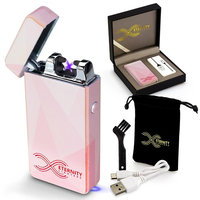 2018 Deal Eternity Lighters Flameless Electronic Rechargeable Windproof Premium Survival or Candle Lighter with Dual Arc, USB Cord, Brush, and Bag in Gift Box