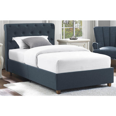 Dorel Carmela Navy Twin Linen Upholstered Bed