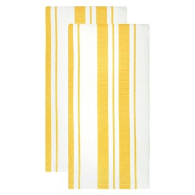 Cotton Basketweave Stripe Dish Towel (Set Of 2)