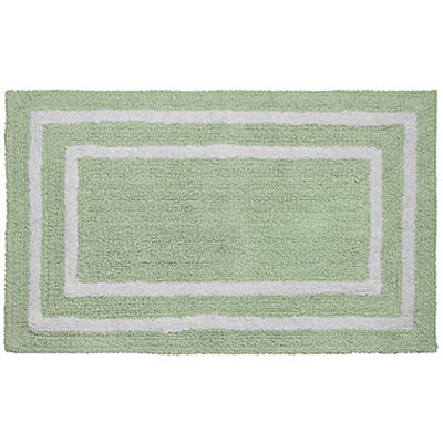 Jean Pierre Reversible Cotton Soft Double Border Mint 21 in. x 34 in. Bath Mat
