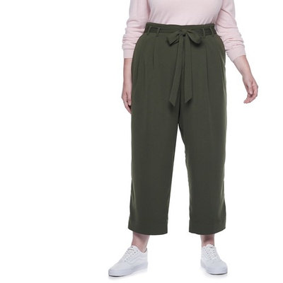 Plus Size POPSUGAR Paperbag-Waist Wide Leg Crop Pants