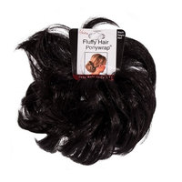 Mia Fluffy Hair Ponywrap-Ponytailer Made of Synthetic/Faux Hair On A Rubberband-Instant Hair/Instant Volume! Black Color-One Size Fits All! (1 piece per package)