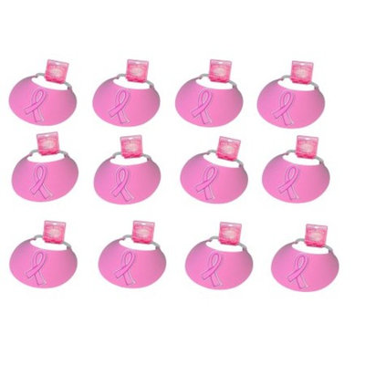 Lot of 20 Soft Foam Pink Ribbon Breast Cancer Awareness Sun Brim Visors