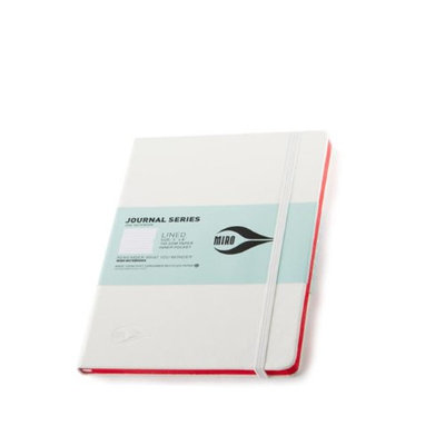 Franklin Mill 1125 Gilded Edges Medium Miro Journal - Ruled White With Red