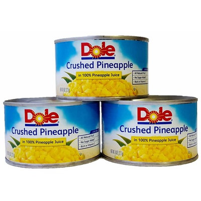 Dole Crushed Pineapple in 100% Pineapple Juice 8 Oz. Can (Pack of 3).