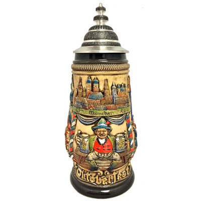 Rustic Munich Oktoberfest Festival Beer Scenes LE German Beer Stein .5 L