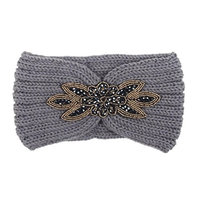 Hunputa 2016 Newest Womens Girl Flower Reinstone Knit Ear Warmer Wide Headband Hair Wrap