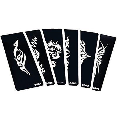 6 Sheets Small Hollow Henna Tattoo Stencil for Women Men Body Art Indian Mehndi Dragon