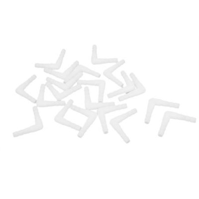 Aquarium White Plastic 5mm Dia 2 Way Air Line Tubing Valve Connector 20 Pcs